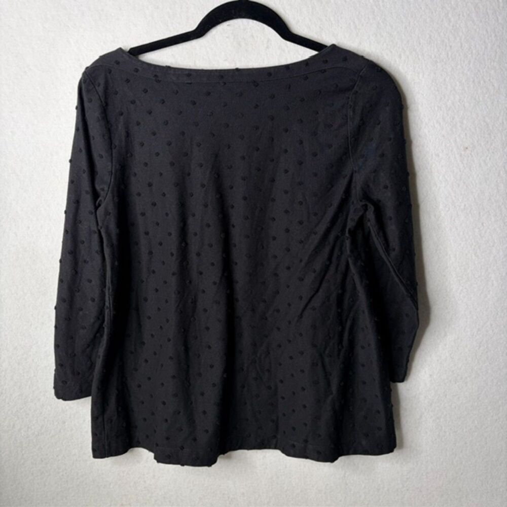 LOFT black Swiss dot 3/4 sleeve boat neck casual capsule versatile top size S